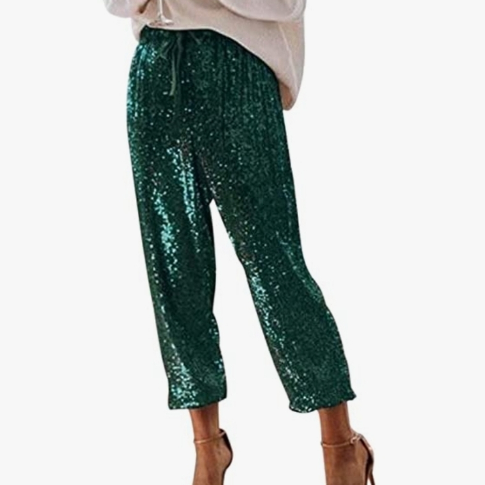Green Sequin Pants XL